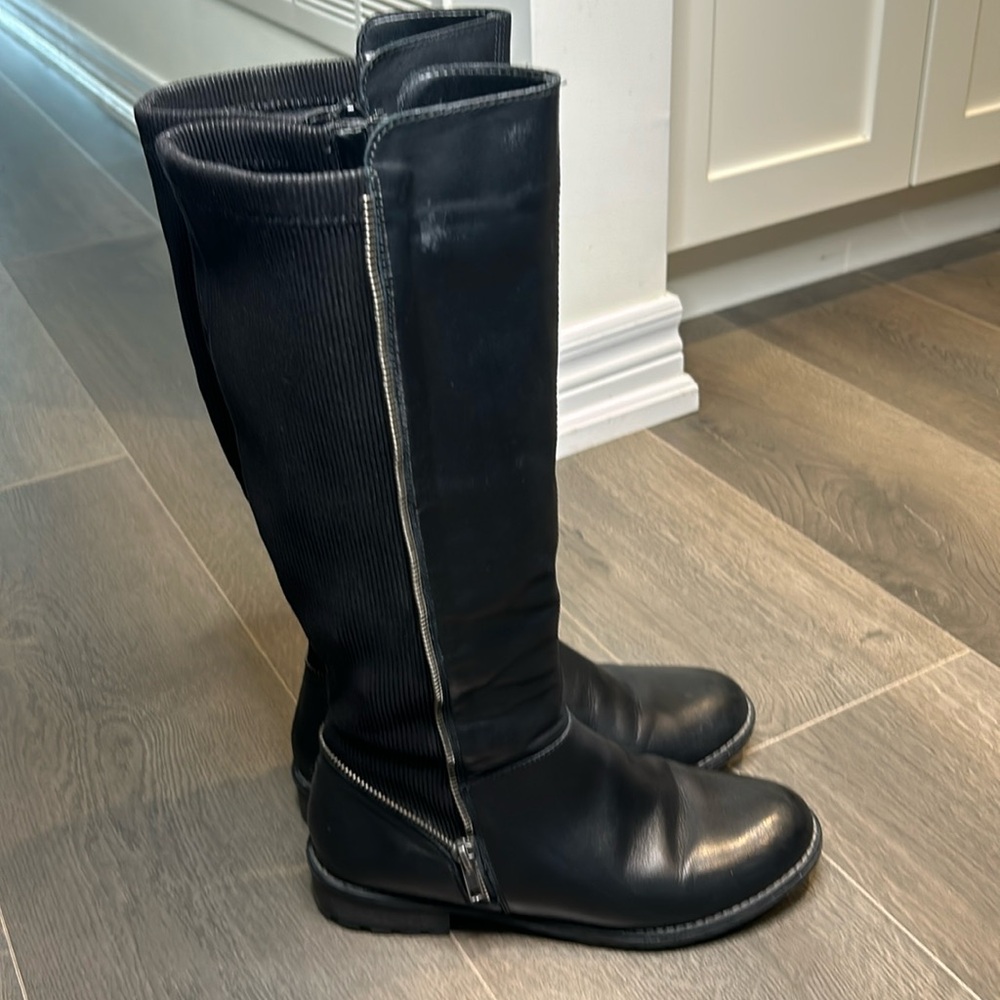 Remonte Black Leather & Stretch Tall Riding Boots EU 38 Classic Equine Style - Picture 3 of 17